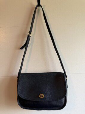 Vintage COACH City Bag 9790 Navy Glove Tanned Leather Crossbody Shoulder Bag